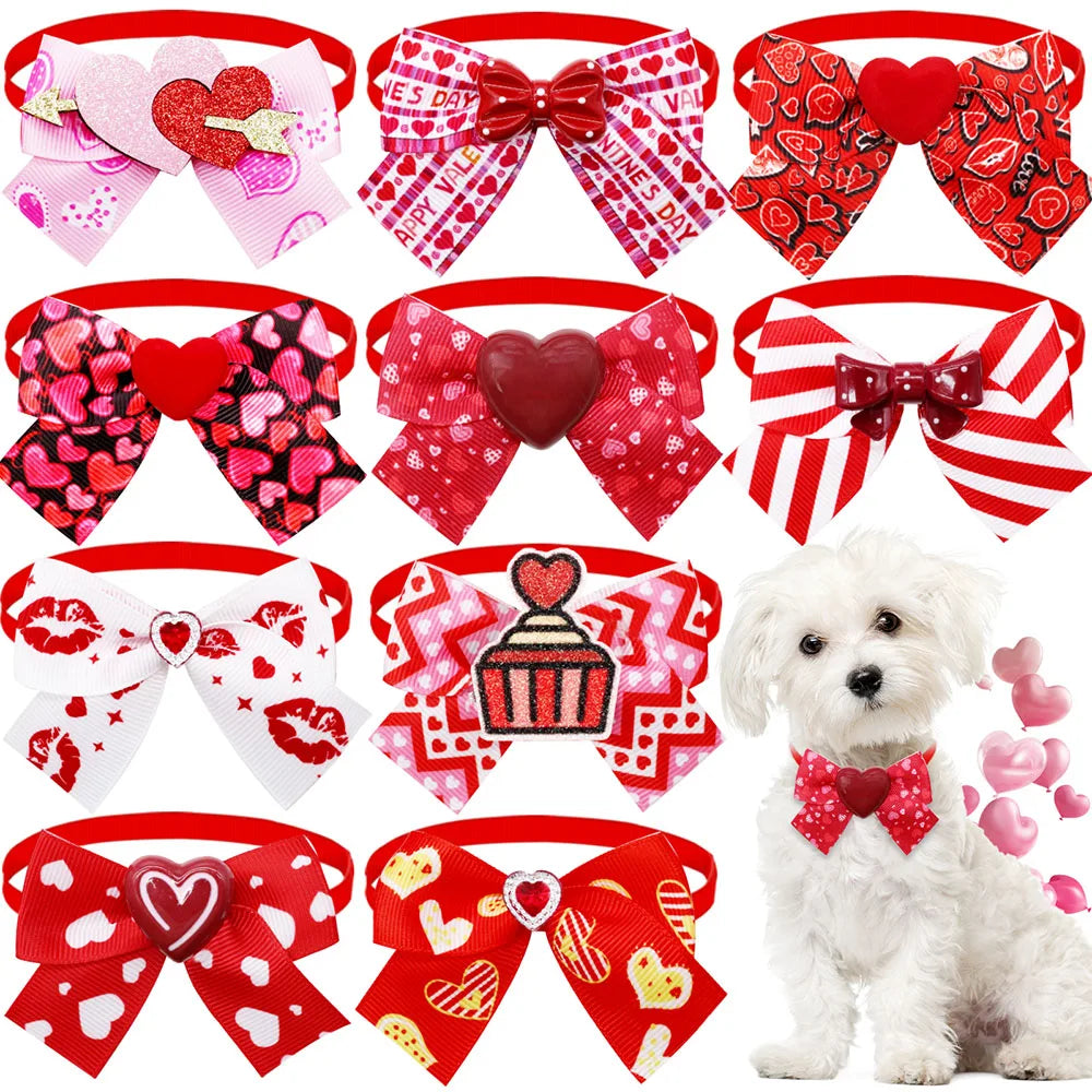 50/100pcs Small Dog Cat Bowties Neckties Fashion Valentine's Day Love Pet Bow Ties For Dogs Grooming Dog Puppy Grooming Products