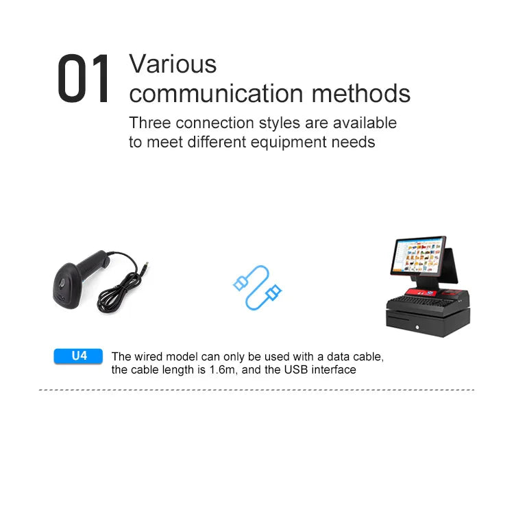 2D 1D Barcode Reader Wireless QR Bar Code Scanner CMOS Image High-speed Decoding Bluetooth Handheld Scanner for store