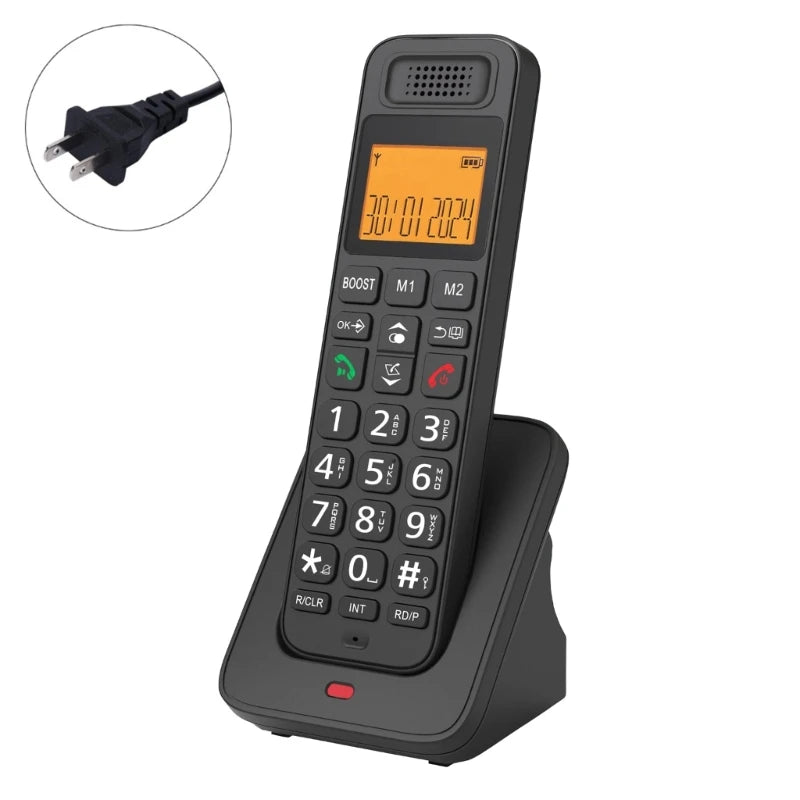 D1018 Digital Cordless Phone Large LED Display Telephone for Home Offices with Caller Display Handsfree Low Radiation