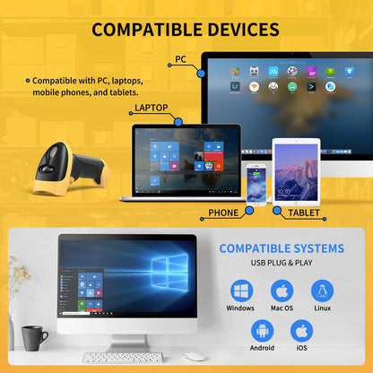 Lecteur de codes-barres 2D sans fil Bluetooth NETUM L8BLPro, lecteur de codes QR, PDF417, détection automatique pour la lecture de codes-barres en point de vente