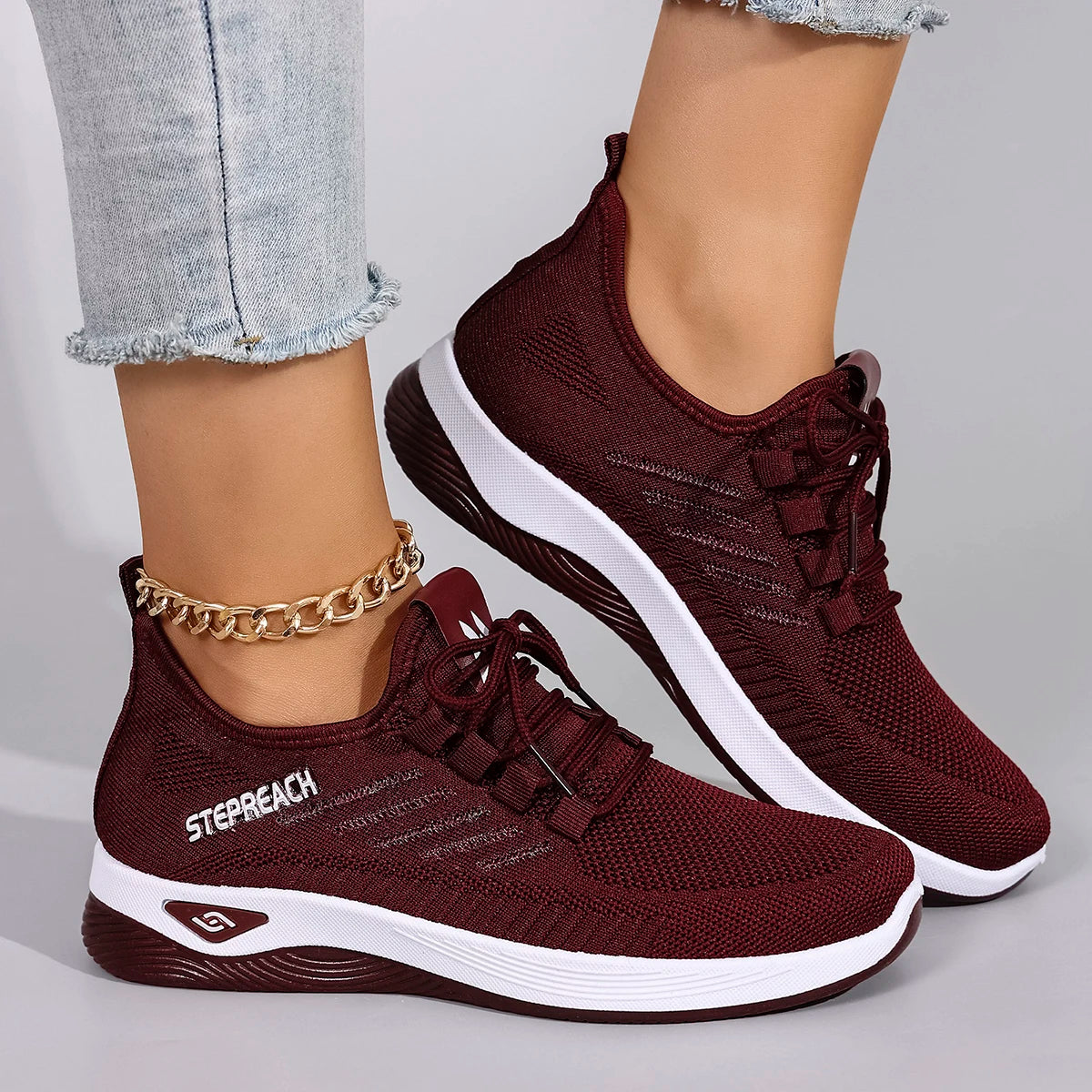 Spring and Autumn New Women's Casual Lace up Comfortable, Breathable, Lightweight and Wear-Resistant Sports Shoes