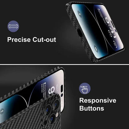 0.3mm PP Ultra Thin Cover For iPhone 16 15 14 Plus 13 12 Mini 11 Pro Max XR XS Max 7 8 Plus SE 2 3 Carbon Fiber Texture Case