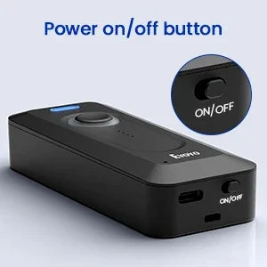 Scanner de codes-barres 2D Bluetooth Eyoyo, mini lecteur de codes QR portable sans fil avec clip et batterie 2000 mAh
