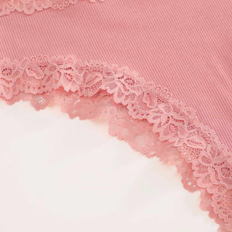 4Pcs/Set Seamless Cotton Brazilian Pants For Women Elastic High Waist Breathable Underpants Ladies Lace Panties Sexy Lingerie