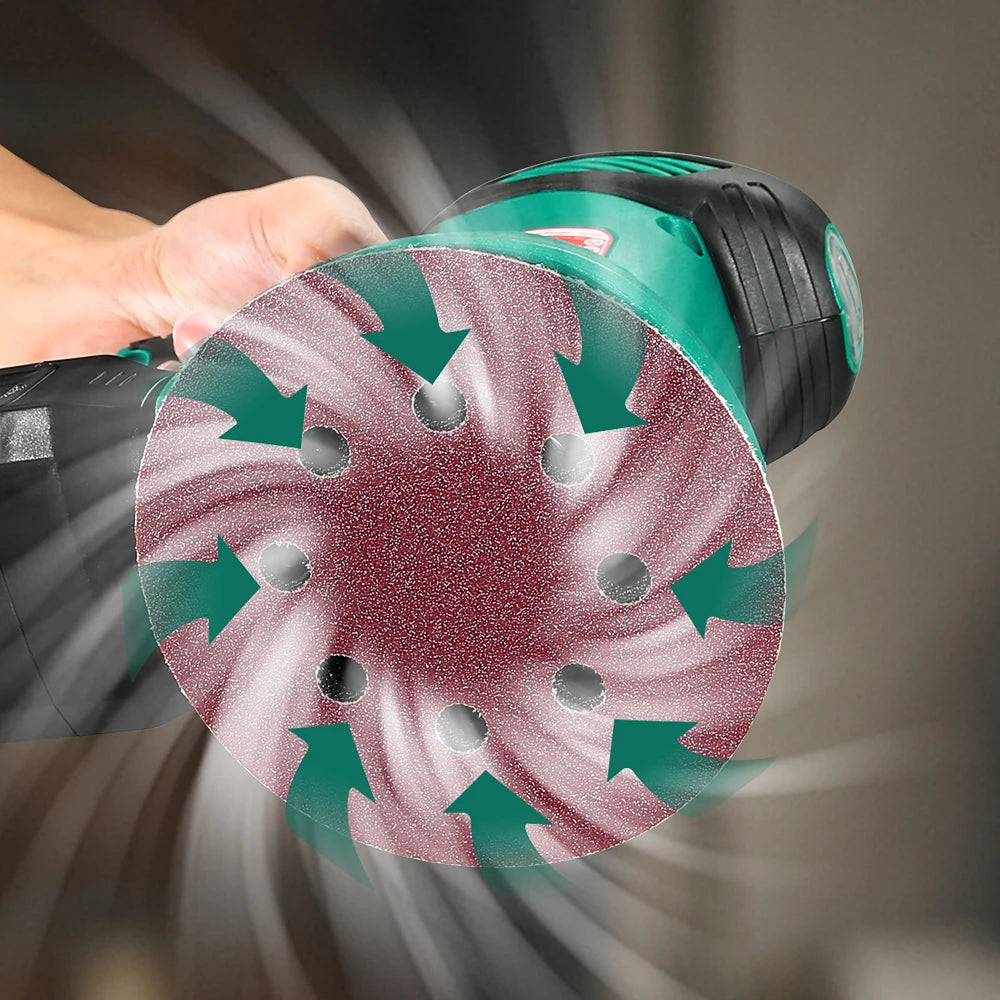 HYCHIKA 300W Random Orbital Sander with 12 Pieces Sandpaper 6 Speeds 230V Sanding Machine for Wood Metal Polishing Tools