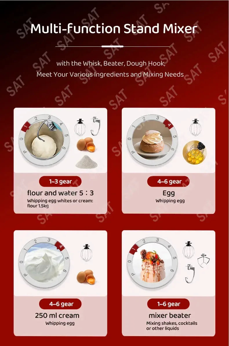 -for Professional Cake Food Mixer Bread 1500W 6L Planetary Aid Kitchen Robot Dough Stand Mixer