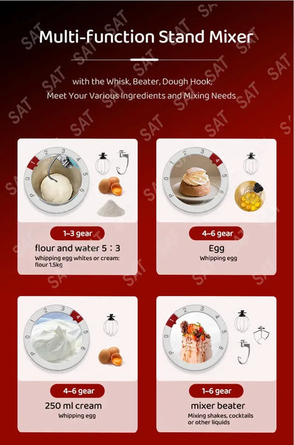 -for Professional Cake Food Mixer Bread 1500W 6L Planetary Aid Kitchen Robot Dough Stand Mixer