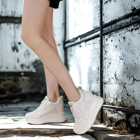 Fujin 10cm 4 inch Platform Wedge Sneakers Chunky Shoes Genuine Leather for Women Summer Shoes Autumn Walking Sneakers Fashion