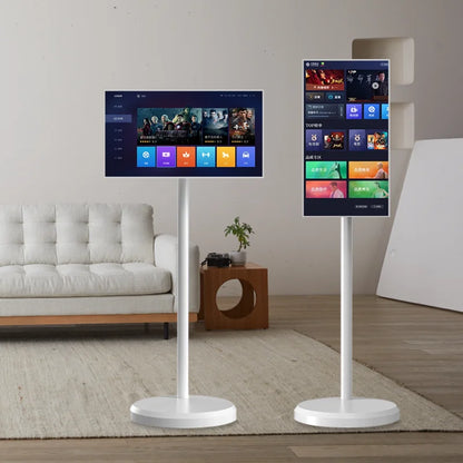 Téléviseur portable sans fil avec écran tactile 21,5 pouces, rechargeable et rotatif à 360°.