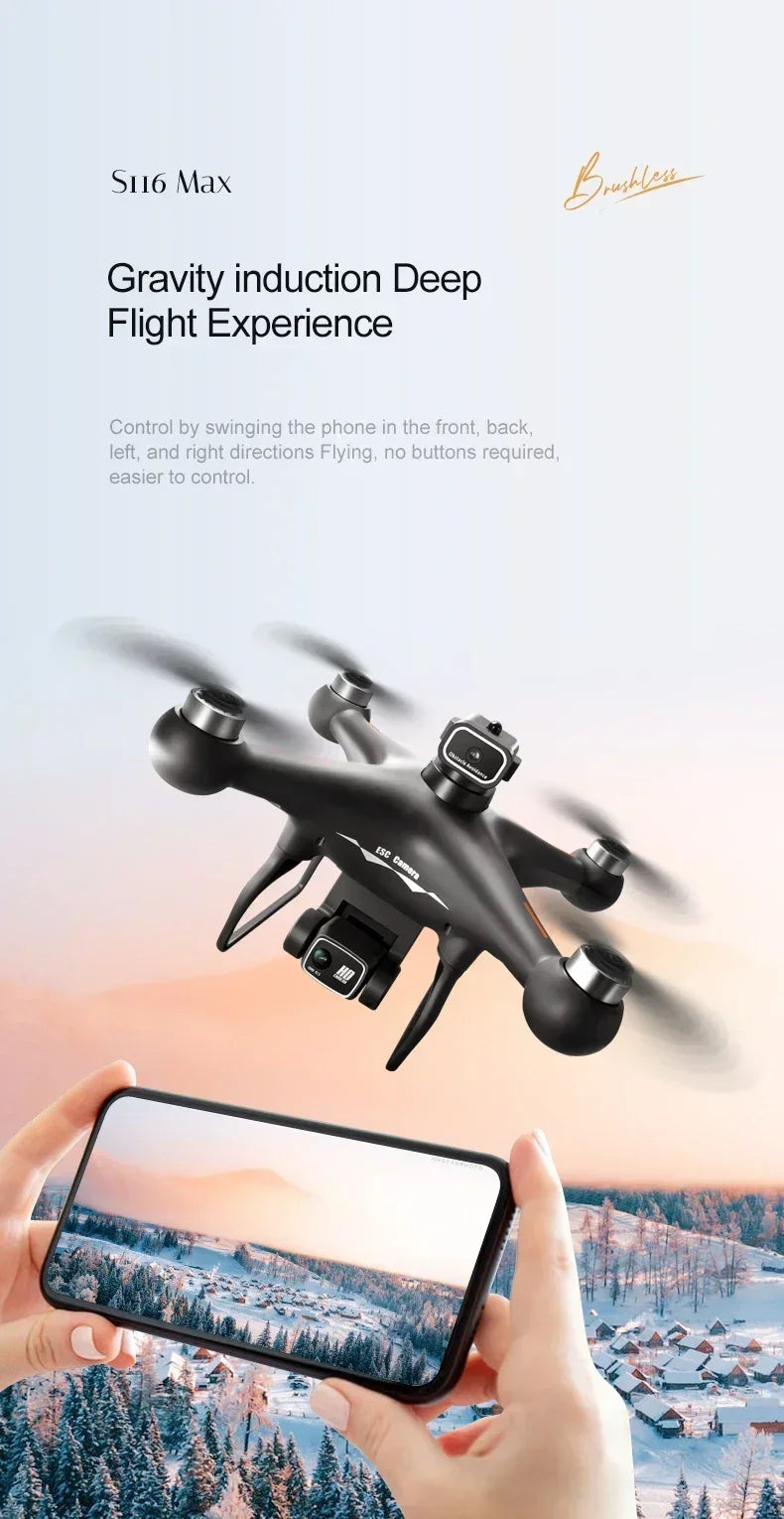 S116 MAX FPV Drone Triple Battery Dual 8K HD Cameras Optical Flow Positioning WIFI Real-Time Transmission 360° Smart Avoidance