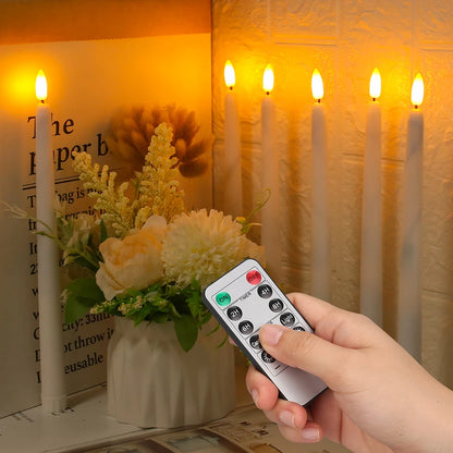 Pack of 6 Remote Control LED Decorative Candle Light Battery Operated Flameless Electronic Home Party Wedding Candle With Timer