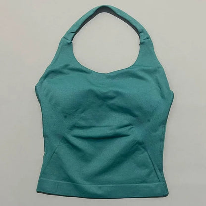 HISTELLO Halter Top Gym Vest Woman Backless Tank Tops Push Up Sport Bras Running Vest Workout Tops Activewear Yoga Clothing