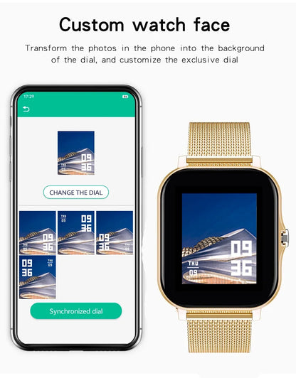 Nouvelle montre connectée compatible Android et iOS, écran couleur 1,44 pouce, appels Bluetooth, surveillance de l'oxygène sanguin et de la pression artérielle, pour femmes et hommes.