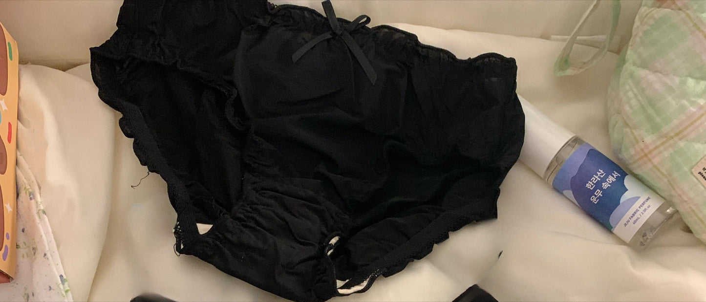 Wirefree Push Up Bra Set for Small Bust | French Ruffle Trim Silk Feel Thin Cups, Sweet Sexy Bralette | Hot MOYISU Sexy Panty AB