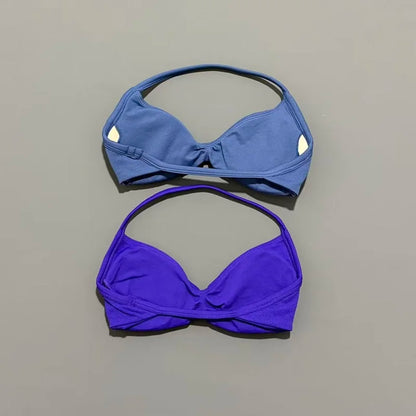 HISTELLO Strappy Bra Gym Top Women High Support Thin Strap Halter Sports Seamless Bras Scrunch Push-up Workout Yoga Tank Tops