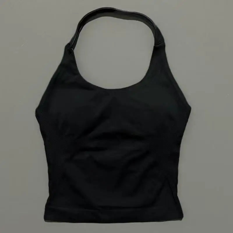 HISTELLO Halter Top Gym Vest Woman Backless Tank Tops Push Up Sport Bras Running Vest Workout Tops Activewear Yoga Clothing