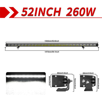 CO LIGHT New Slim 52 Inch LED Light Bar White & Amber 42" Led Work Light 6500K 3500K DRL 30000LM Off Road Driving Lamp 12V 24V