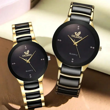 ORLANDO Men Luxury Watches New Arrived Cool Black Gold Quartz Steel Wristwatch Exquisite Masculino Relogio Fashion Clock