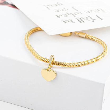 Nouvelle chaîne de sécurité plaquée or, fermoir cœur, arbre généalogique, perle breloque flocon de neige compatibles avec les bracelets européens originaux en argent 925 - Bijou à offrir