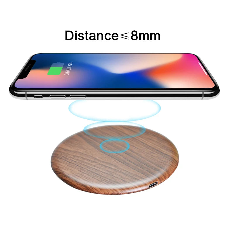 Wireless Charger Stylish Wood Quick Charge for Mobile Phone 15W Max Fast Charging Wooden Wireless Charger with QI-Enabled Device