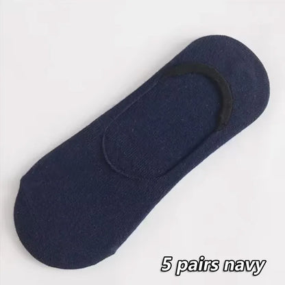 5Pairs Men Boat Cotton Socks Summer Autumn Non-slip Silicone Invisible Breathable Socks Male Ankle Sock Slippers Sports Socks
