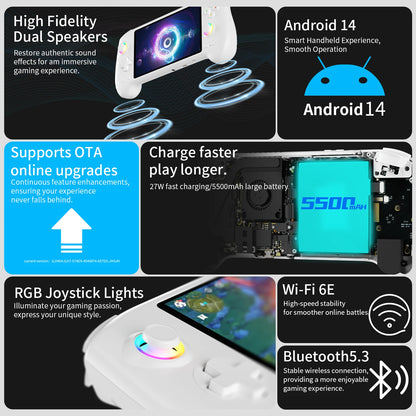 ANBERNIC RG557 Retro Handheld Game Video Player Console  Android 14 12G+256G 5.48 inch AMOLED Screen  512G PS2 PSP Games RG 557