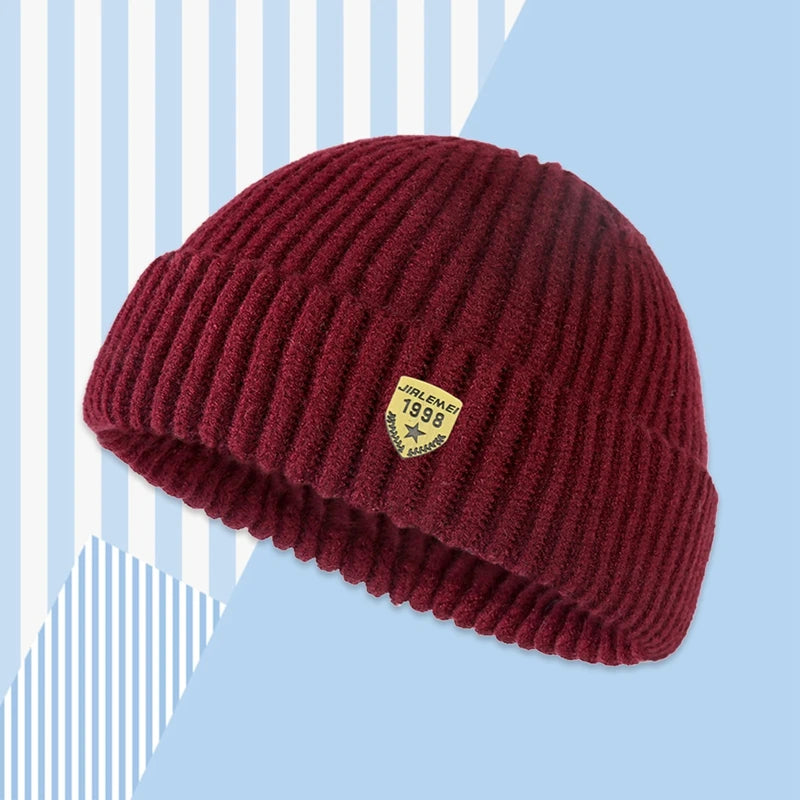 Unisex Street Style Hip Hop Beanies Brimless Melon Cap Cuff  Beanies Hats Women Men Autumn Winter Warm Knitted Bonnet Skullcap