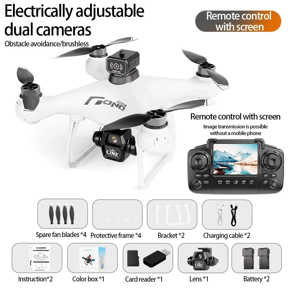 E55 Drone Mini Dual Camera 8K Aerial HD Profesional Remote Control Aircraft GPS Positioning Avoidance Brushless Motor Drone