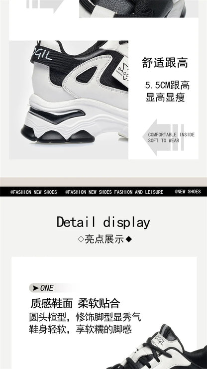 Spring Height Increasing Round toe Versatile Women Platform Causal Shoes Fashion Breathable Sport Designer Sneaker