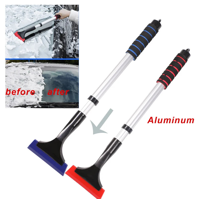 Grattoir à glace extensible en aluminium, brosse à neige pour pare-brise de voiture, pelle à neige télescopique extra-longue
