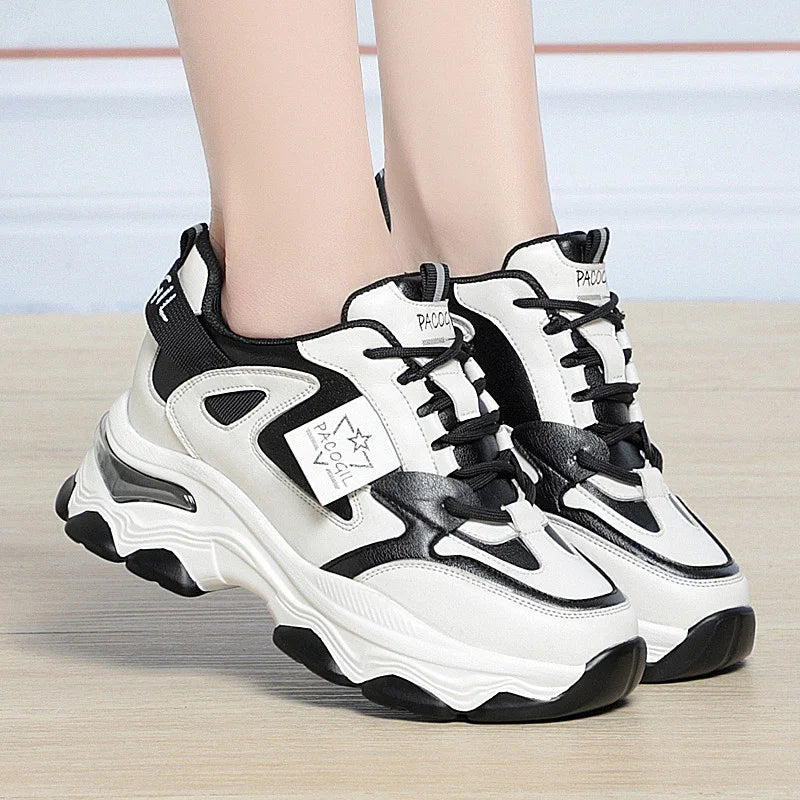 Spring Height Increasing Round toe Versatile Women Platform Causal Shoes Fashion Breathable Sport Designer Sneaker