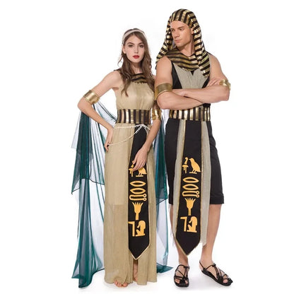 Robe Cosplay pour Couple, Costume de fête de carnaval antique égyptien, paon cléopatra, Halloween, médiéval, King, Queen, déesse