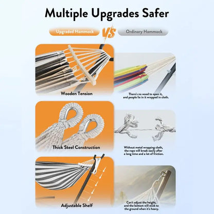Hamac Gyroor avec support réglable - Lit hamac élégant avec sac de rangement, capacité de 272 kg