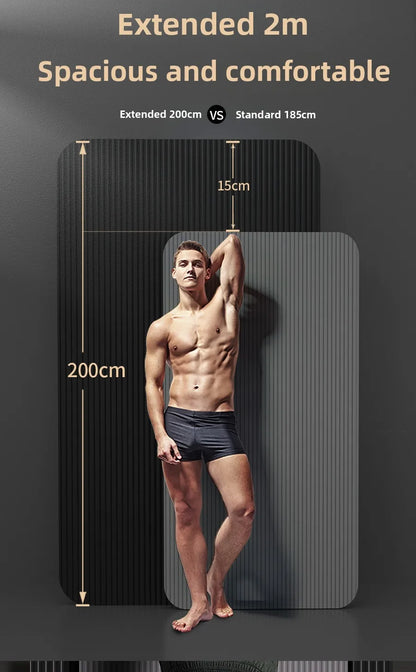 Tapis de yoga pour homme, 20 mm d'épaisseur, allongé et élargi, antidérapant, idéal pour l'exercice, couleur unie, en NBR.