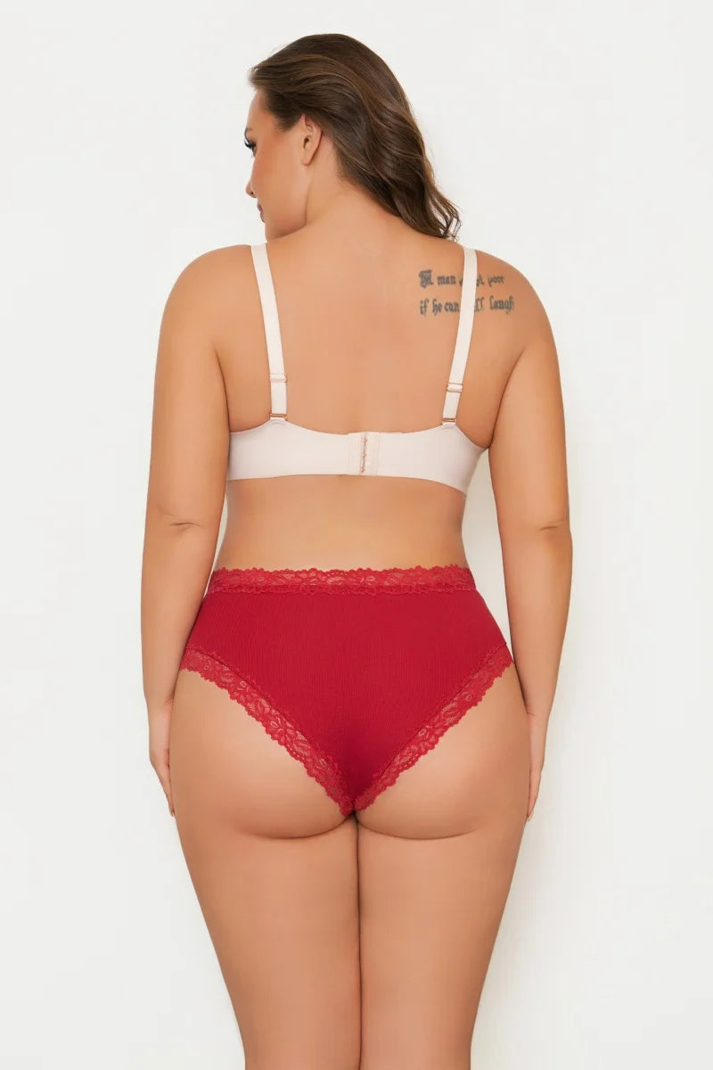 4Pcs/Set Seamless Cotton Brazilian Pants For Women Elastic High Waist Breathable Underpants Ladies Lace Panties Sexy Lingerie