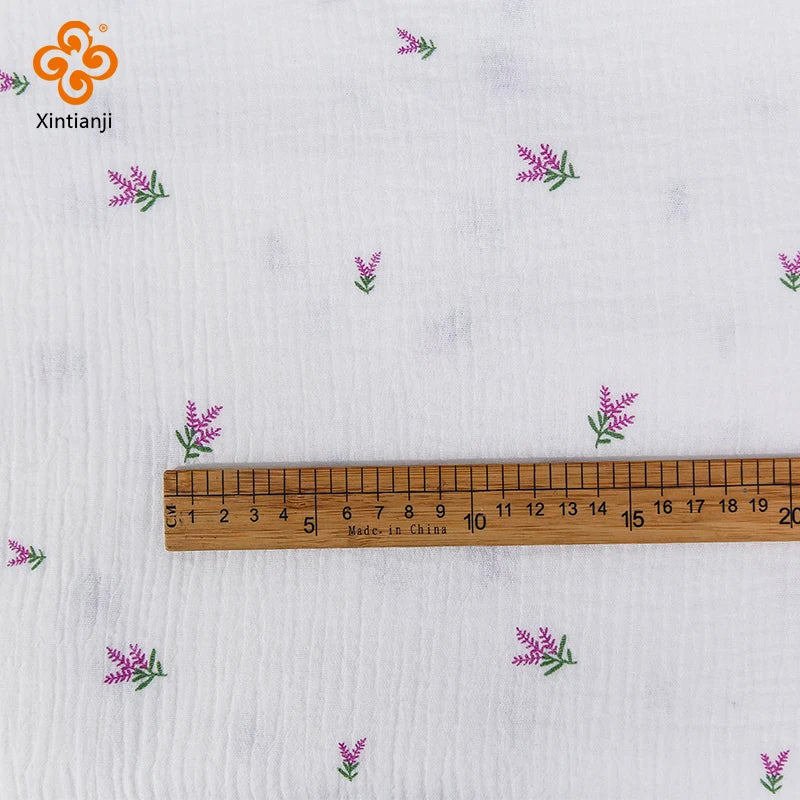 Soft Heart Print Cotton Sewing Fabric Crepe Double Layer Gauze Cloth Valentine's Day Diy Towel Material YHW300530