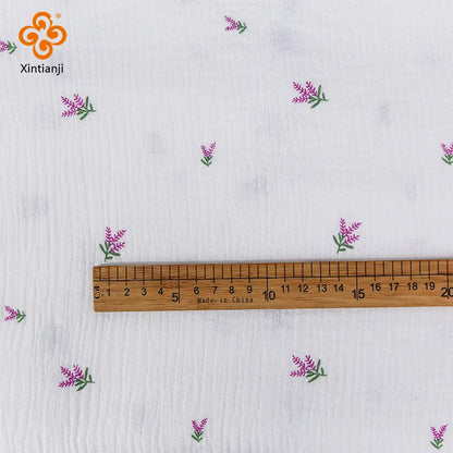 Soft Heart Print Cotton Sewing Fabric Crepe Double Layer Gauze Cloth Valentine's Day Diy Towel Material YHW300530