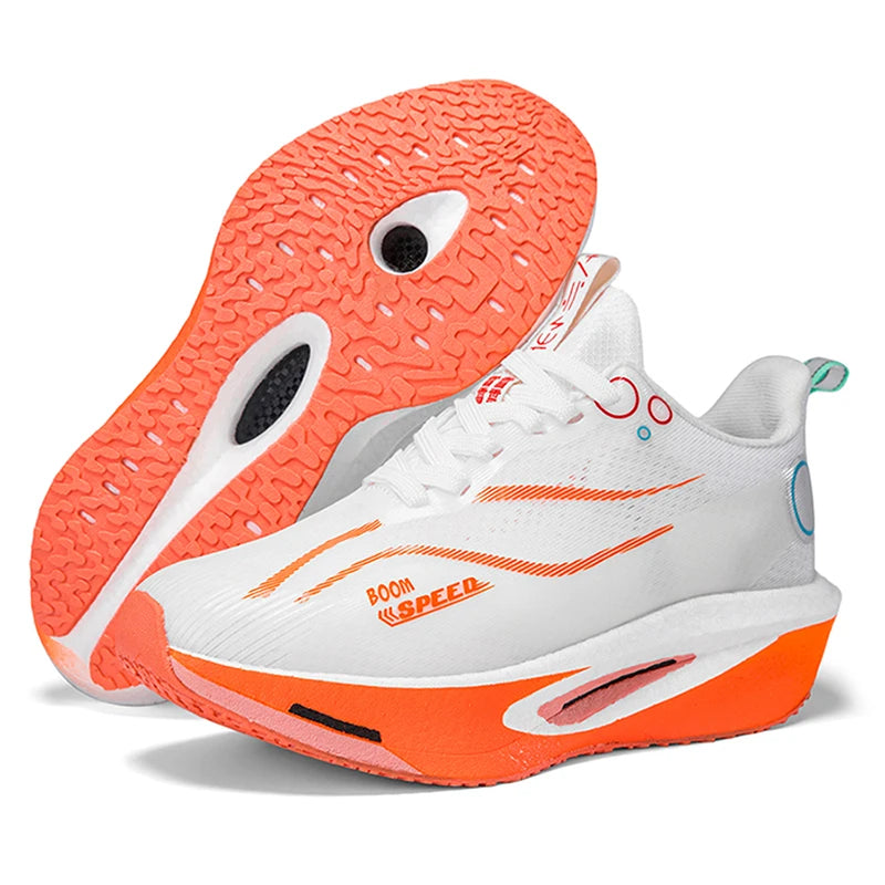 Unisex Carbon Board Running Shoes Professional Marathon Lightweight Bouncing Pad Breathable Ladies Stable Support Sports Shoes