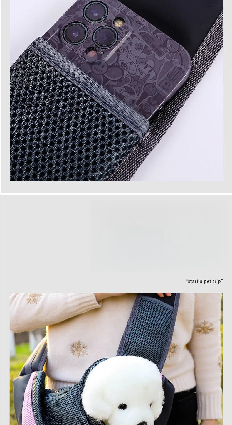 Pet backpack, portable shoulder bag for travel, hands-free outdoor crossbody bag suitable for cat and dog pet supplies