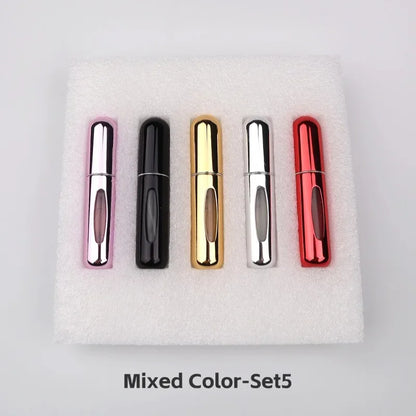 New Hot 5pcs Sets Portable 5ml Perfume Refill Bottle Refillable Spray Scent Pump Empty Atomizer Cosmetic Containers Travel Gift