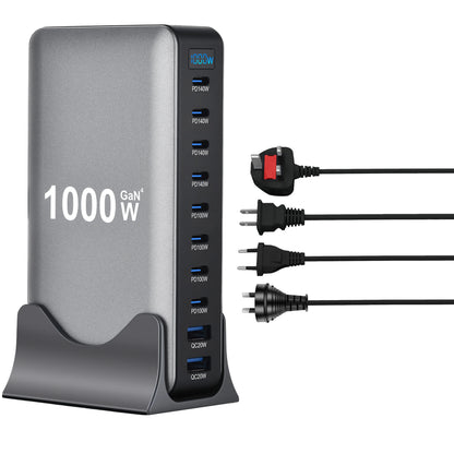 Nouveau chargeur rapide de bureau 10 ports GaN USB Type C PD3.1 PPS 1000 W pour tablettes et téléphones portables (dropshipping)