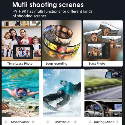 Ultra HD 4K Action Camera H9R WiFi 12MP 2" LCD 30M  Waterproof 170D Remote Control Helmet Bicycle Video Camera Outdoor Sport Cam