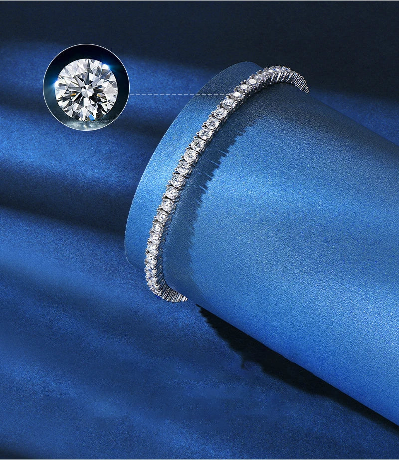 Luxury  Jewelry VVS Moissanite  Sterling Silver 925 Fashion Moissanite Tennis Chain Bracelet and Necklace For Women