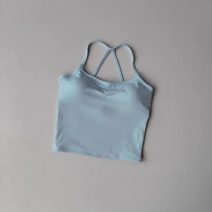 Women's Yoga Sports Fitness Vest, Pilates Running Bra, Thin Belt, Professional Training Underwear, Chest Mat, Fitness Gear