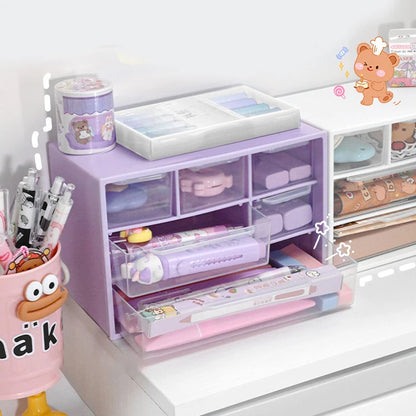 Large Capacity Dustproof Multi-layer Desktop Storage Box  Organizing Box Multifunctional Transparent Six Grid Drawer Storage Box