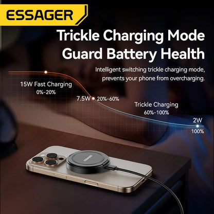 Essager Magnetic Wireless Charger With Holder 15W Fast Charging For iPhone16 15 14 13Pro Max Airpods Mini Wireless Phone Charger