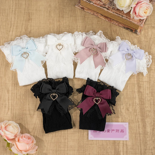 JK Lolita Lace Stockings Bow Knot Sweet Socks Female Long Stocking Teen Uniform Calf Socks Student Cute JK Socks