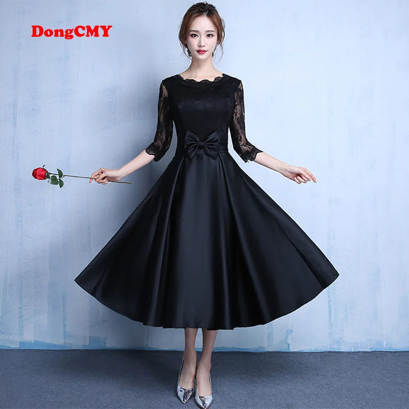 Robe De Roiree Evening Dresses Dongcmy New Fashion Party 2025 Lace Black Plus Size Gala Abiti Da Sera Formal Gowns Customized