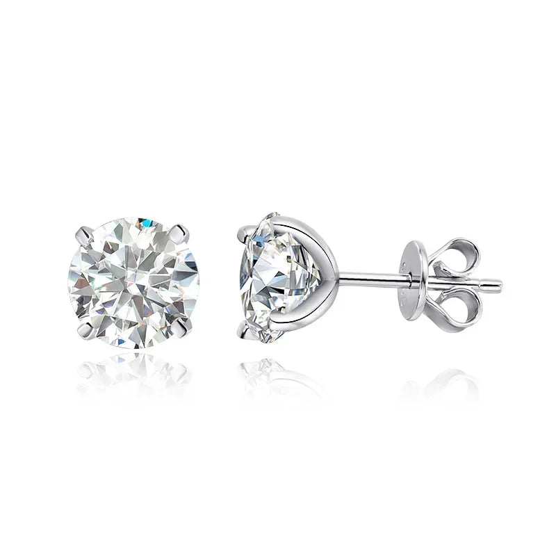 Boucles d'oreilles puces en moissanite TY 0,1-2 carats pour femme, en or rose, style classique et scintillant, serties de diamants de laboratoire, et montées sur argent pur 925.