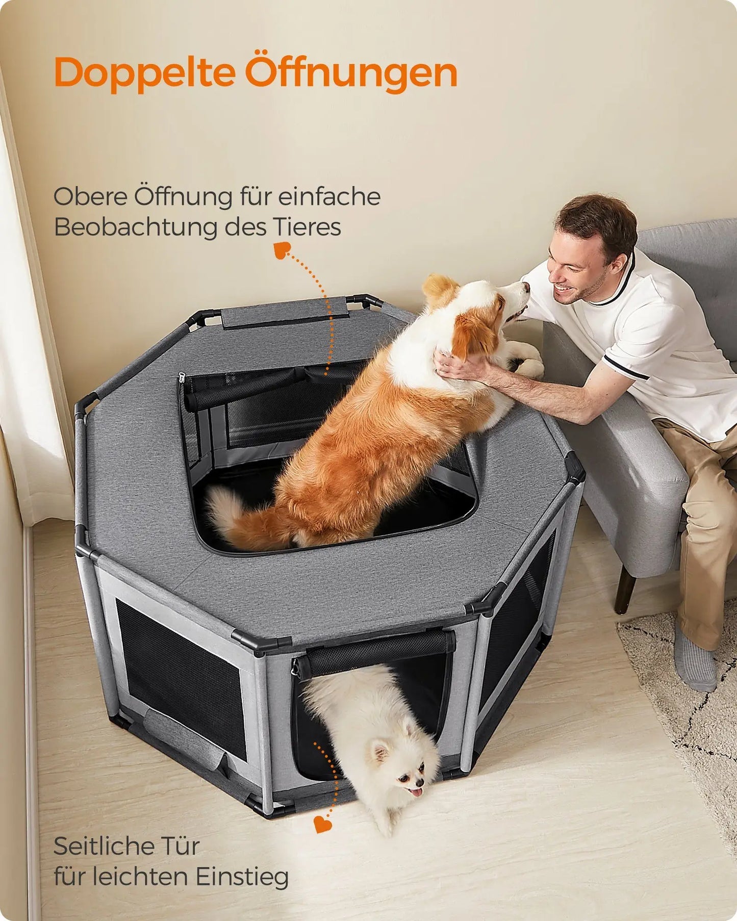 FEANDREA animal transport box, M/L puppy spout, robust construction with side bag